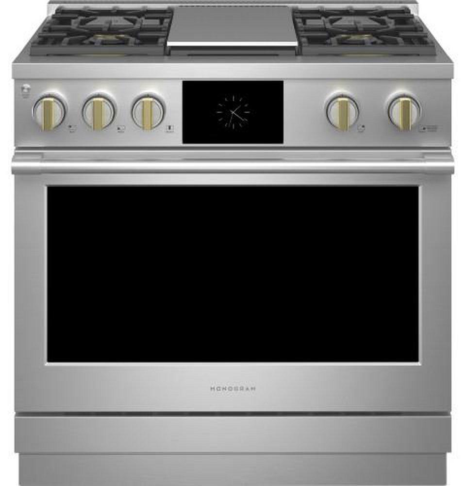 35-1/4 x 35-7/8 x 28-1/2 in. 23000 BTU 5.75 cu. ft. 4-Burner Sealed Dual Fuel Freestanding Range in Stainless Steel