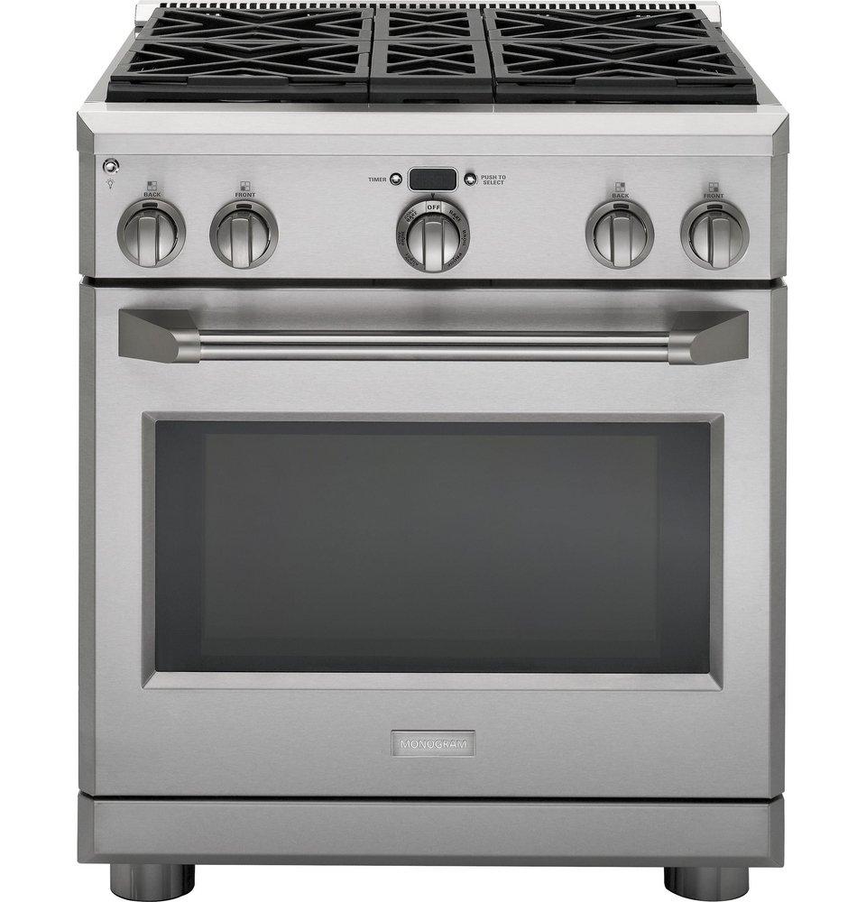 29-7/8 in. 5.3 cu. ft. 4-Burner 21000 BTU Sealed Dual Fuel Freestanding Range in Stainless Steel