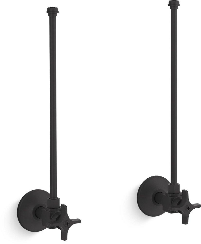 KOHLER Pair 3/8 in. NPT Angle Supply Stop Valve in Matte Black