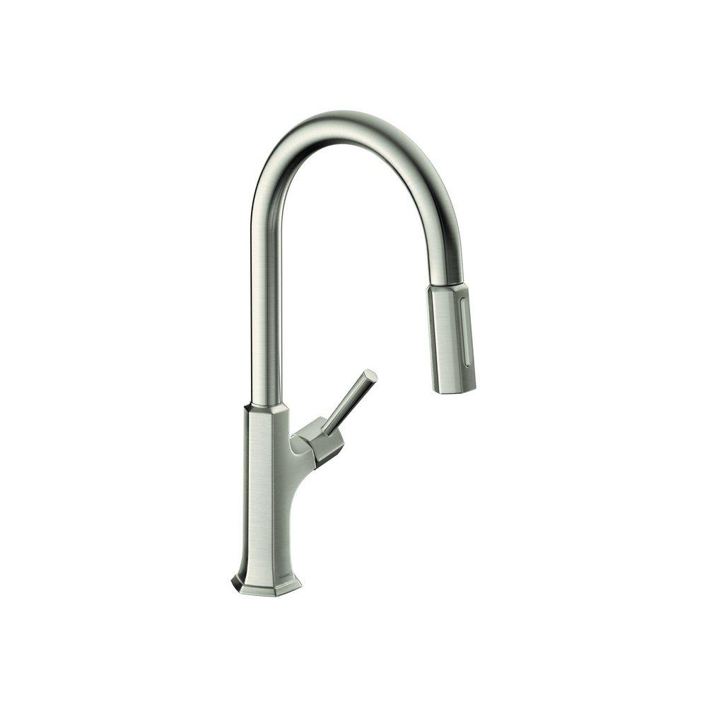 Hansgrohe Locarno Single Handle Pull Down Kitchen Faucet in Steel Optic
