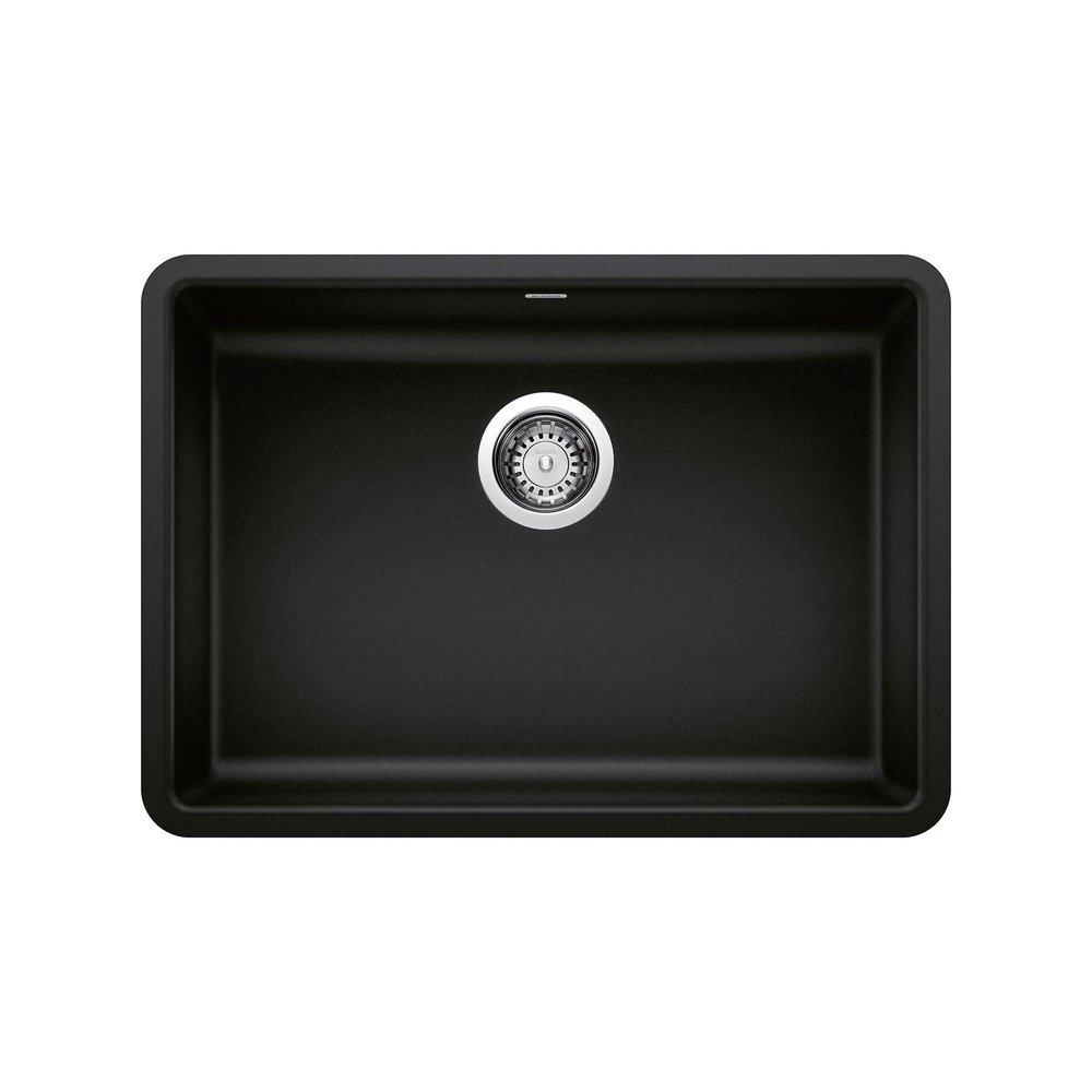 BLANCO Precis 25 in. Undermount Silgranit Single Bowl Kitchen Sink in Coal Black