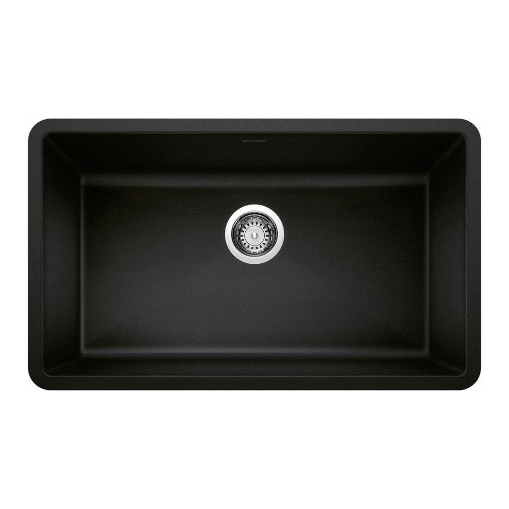 BLANCO Precis 32 in. Undermount Silgranit Single Bowl Kitchen Sink in Coal Black