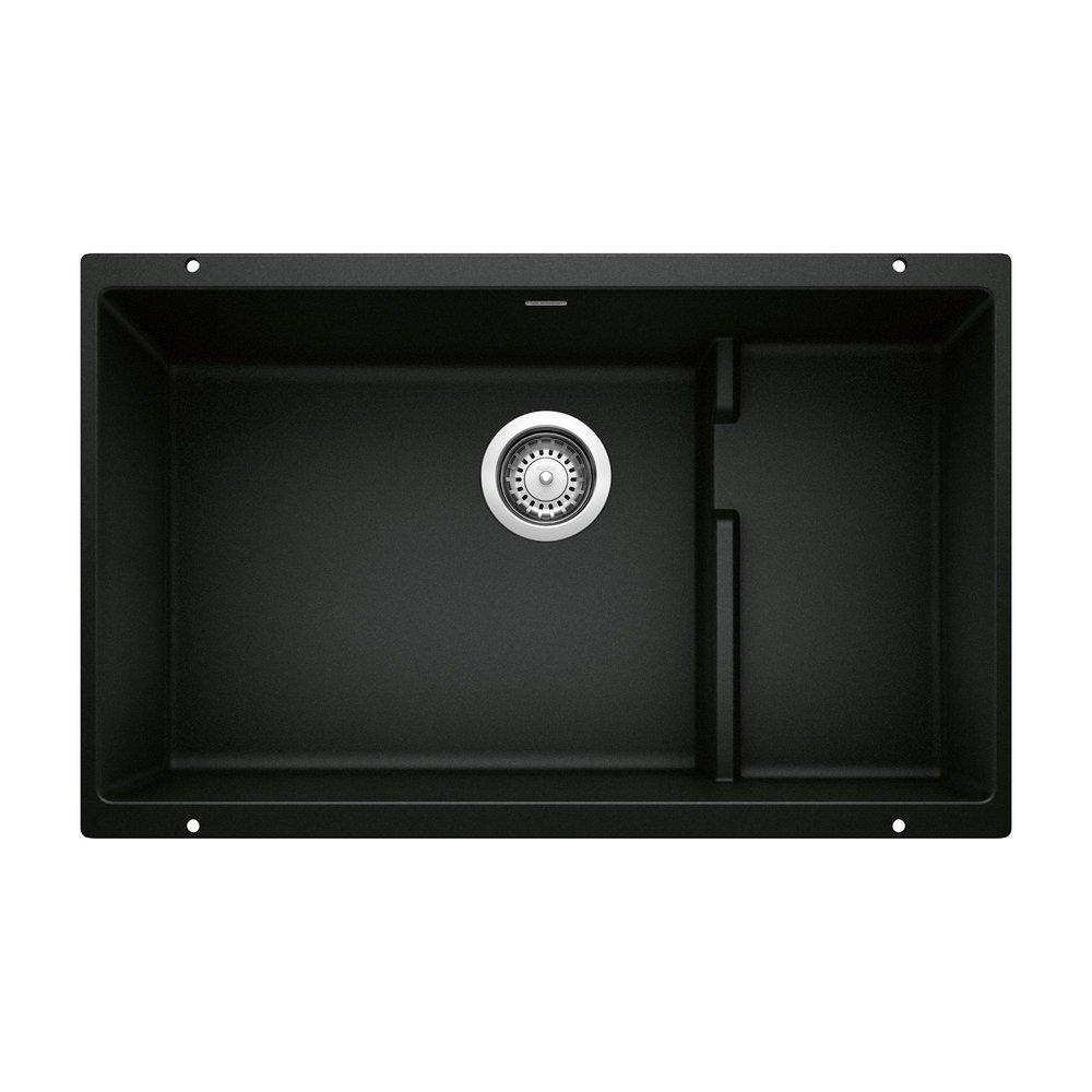 BLANCO Precis 23-6/4 in. Undermount Silgranit Single Bowl Kitchen Sink in Coal Black