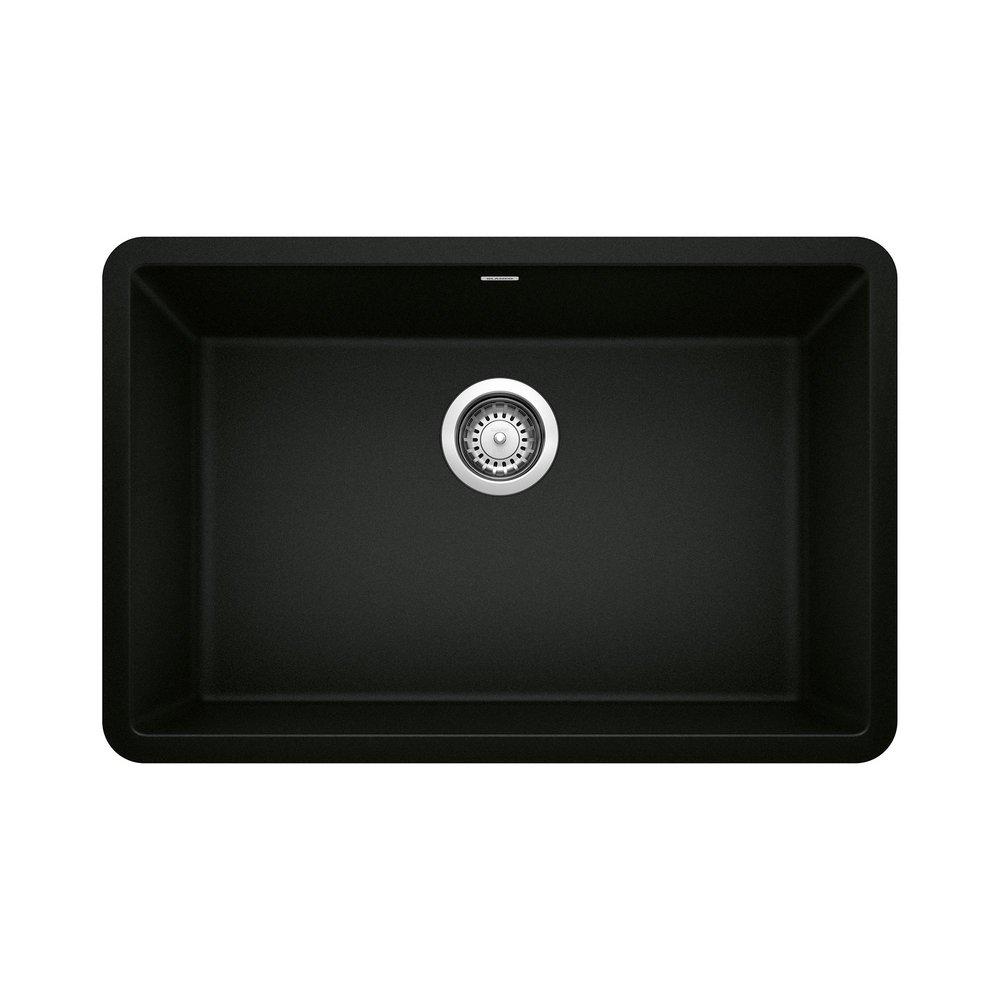 BLANCO Precis 26-4/5 in. Undermount Silgranit Single Bowl Kitchen Sink in Coal Black