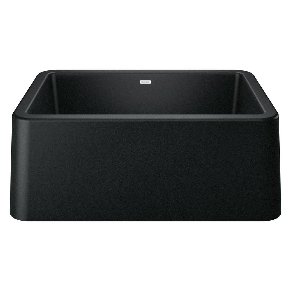 BLANCO Ikon 27 in. Farmhouse Silgranit Single Bowl Kitchen Sink in Coal Black