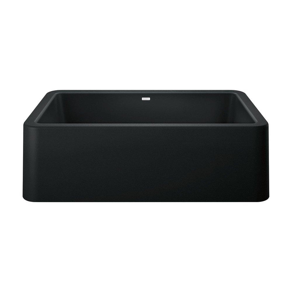BLANCO Ikon 33 in. Farmhouse Silgranit Single Bowl Kitchen Sink in Coal Black