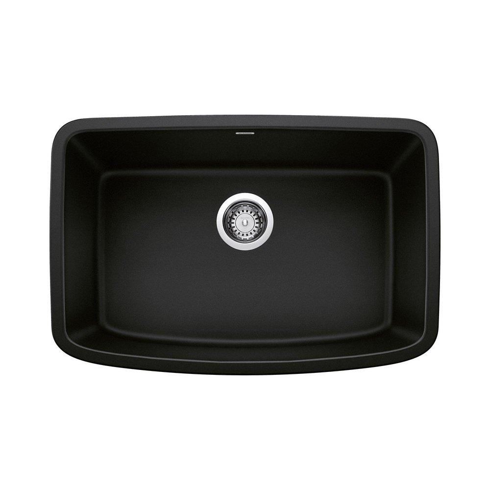 BLANCO Valea 27 in. Undermount Silgranit Single Bowl Kitchen Sink in Coal Black