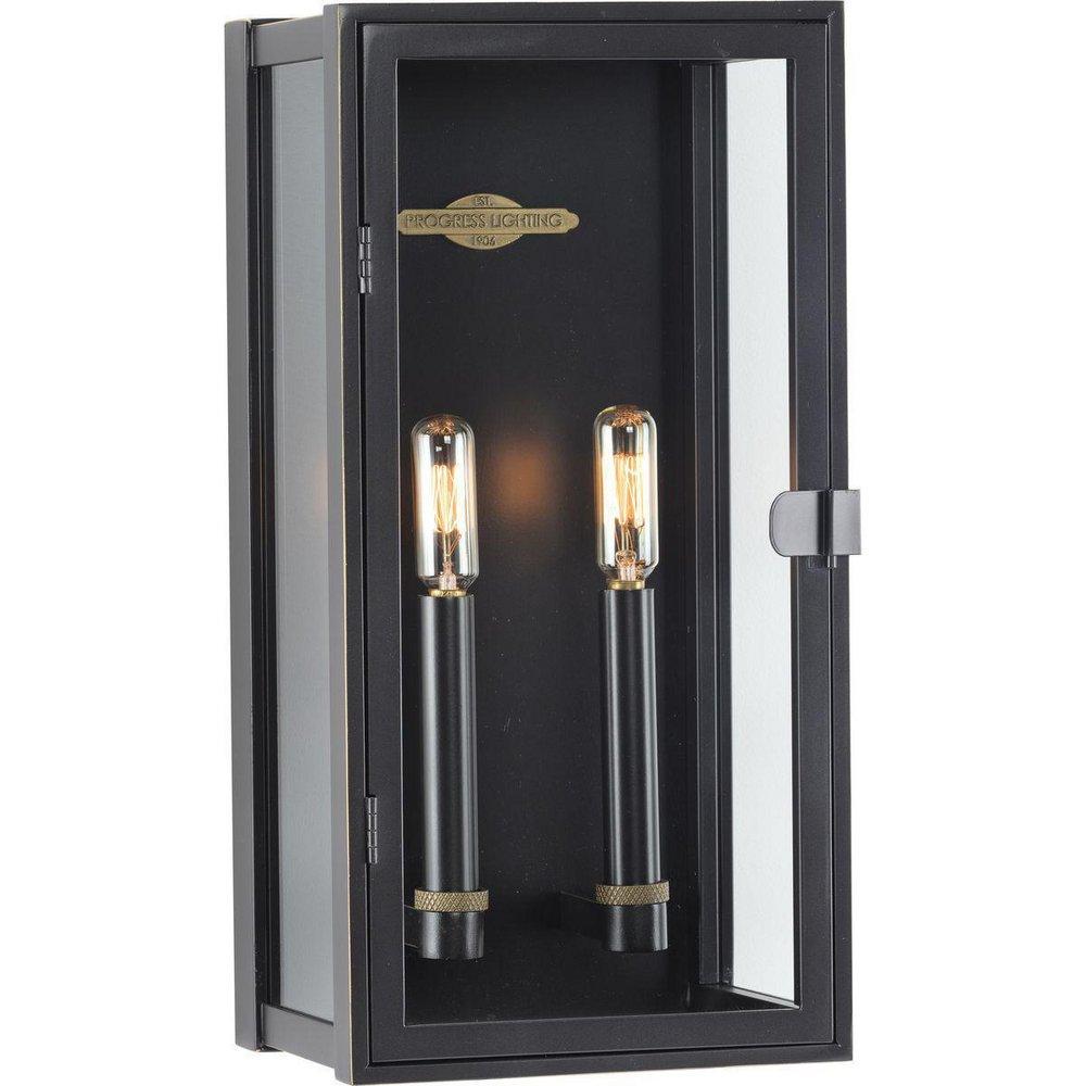 Progress Lighting Stature 60W 2-Light 16 in. Outdoor Wall Sconce in Oil Rubbed Bronze