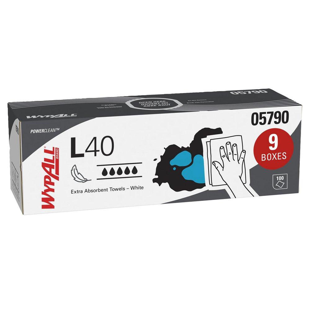 WypAll® L40 9-4/5 x 16-2/5 in. Cellulose Towel in White (Box of 9)