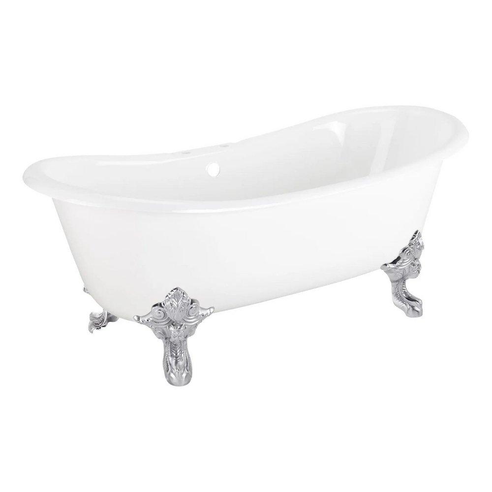 Signature Hardware Lena 72 x 30-1/2 in. Freestanding Clawfoot Bathtub with Center Drain in White