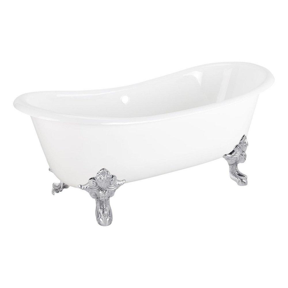 Signature Hardware Lena 59 x 30-1/2 in. Freestanding Clawfoot Bathtub with Center Drain in White