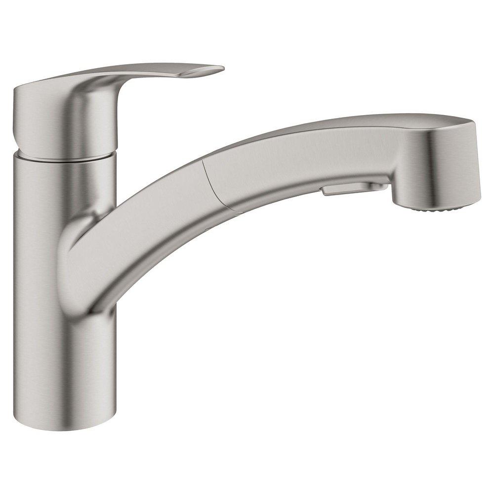 GROHE Eurosmart® Single Handle Pull Out Kitchen Faucet in SuperSteel Infinity™