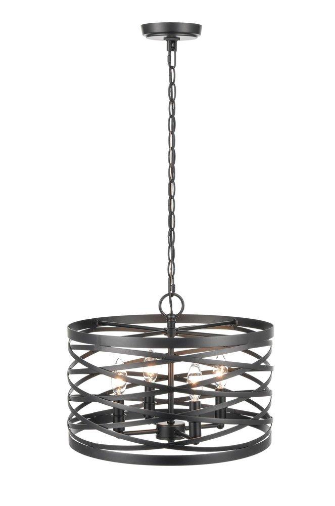 4-Light Pendant Light in Matte Black