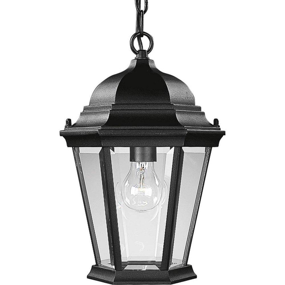 Progress Lighting Welbourne 9-3/8 in. 100 W 1-Light Medium Chain Hung Lantern in Black