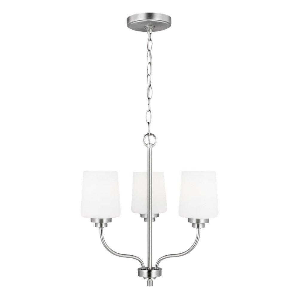 Visual Comfort & Co. Generation Lighting Sea Gull 16-1/2 x 18 in. 75W 1-Tier 3-Light Incandescent Transitional Chandelier in Brushed Nickel
