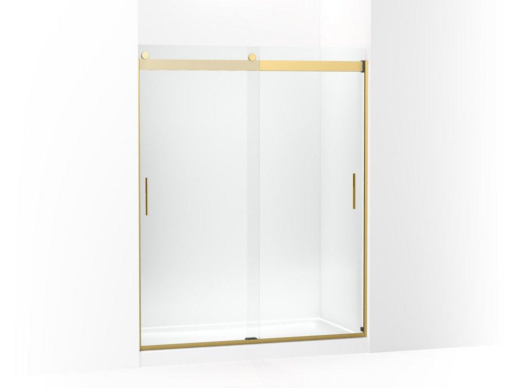 KOHLER Levity® 74 x 59-5/8 in. Frameless Sliding Shower Door in Vibrant® Brushed Moderne Brass