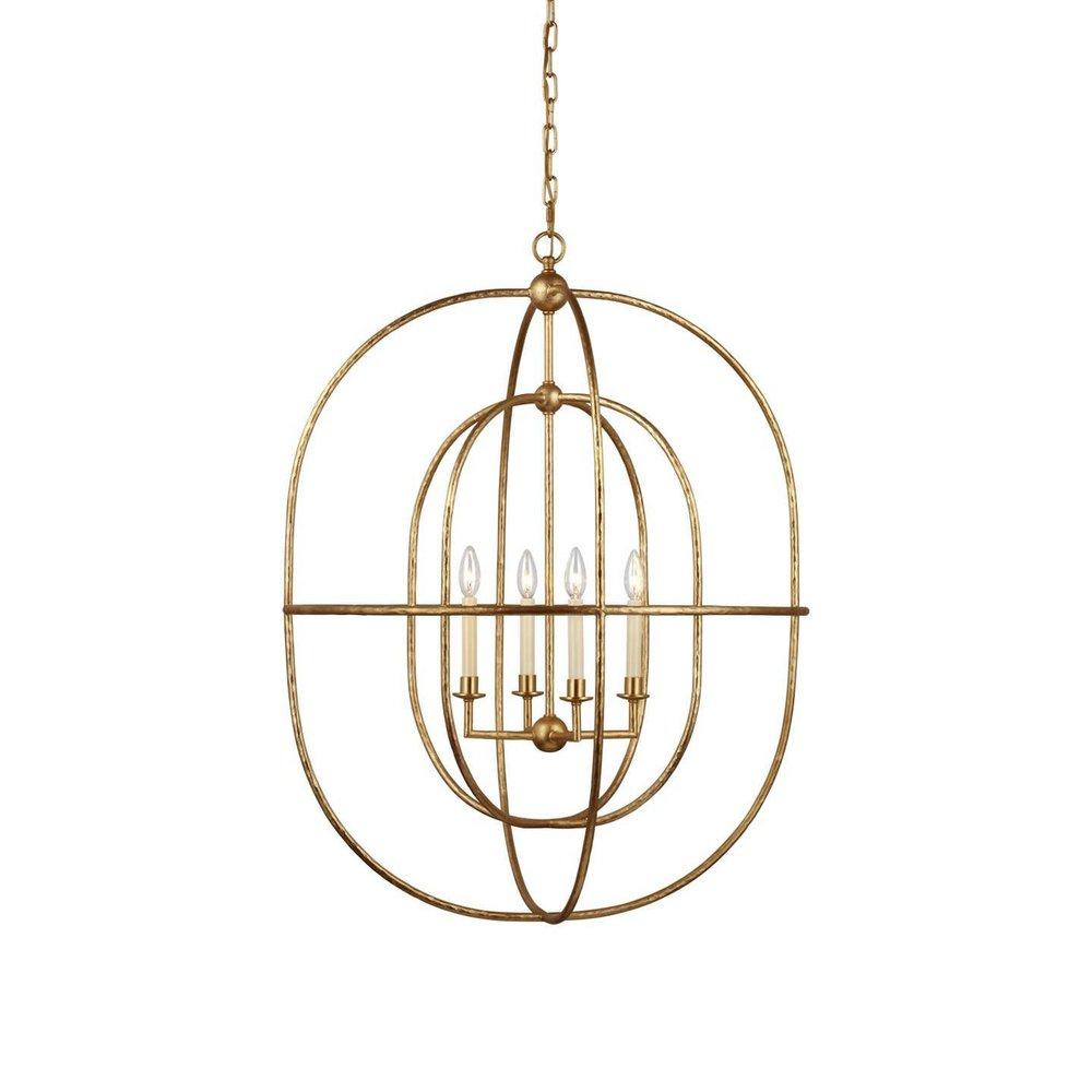 Visual Comfort & Co. Signature Desmond 22W 4-Light Candelabra E-12 Pendant Light in Gild