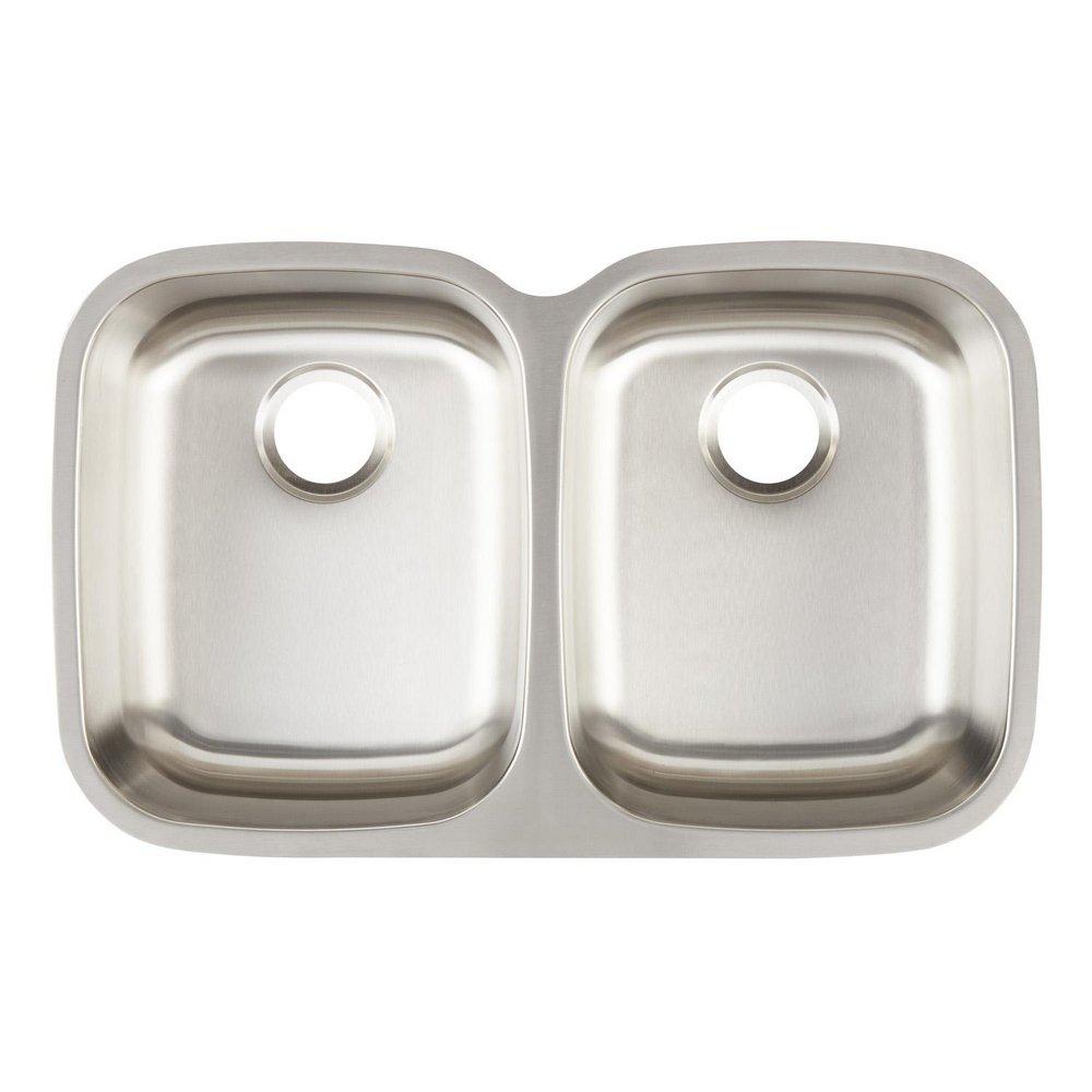 Signature Hardware Calverton 32-3/4 in. Undermount Stainless Steel Double Bowl Kitchen Sink