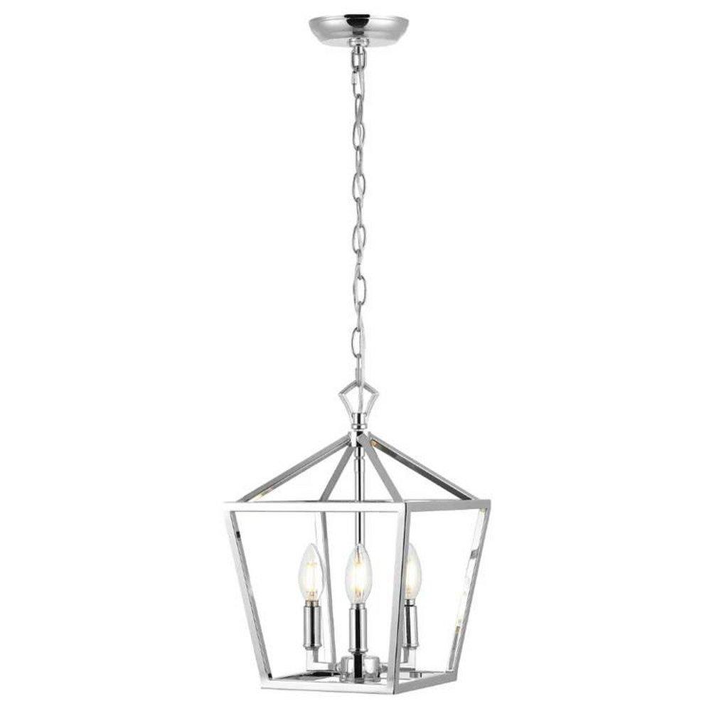 JONATHAN Y Ojai 4W 3-Light Candelabra E-12 LED Outdoor Pendant in Chrome