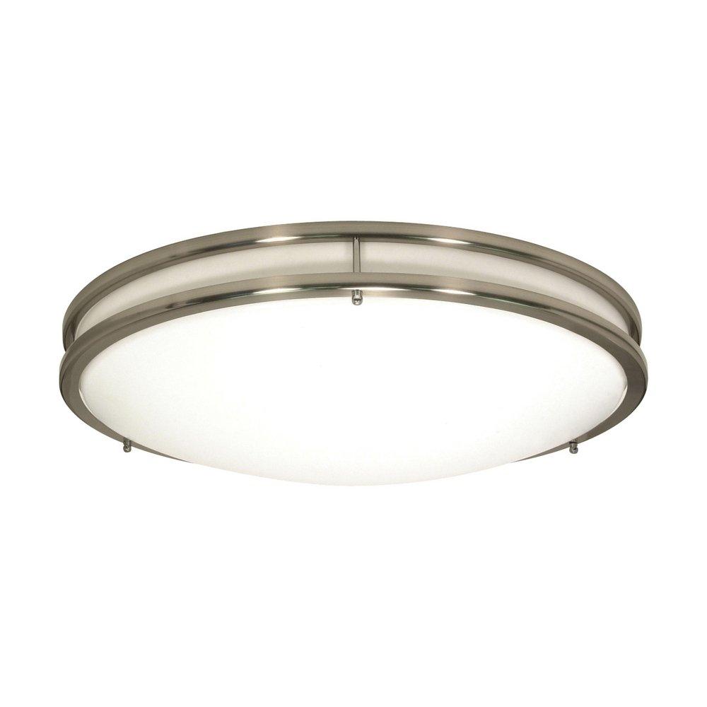 NUVO Glamour 3-3/4 x 17 in. 25W 1-Light LED Flush Mount Ceiling Fixture in Brushed Nickel