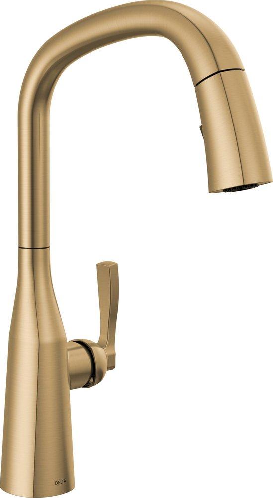Delta Faucet Stryke Single Handle Pull Down Kitchen Faucet in Champagne Bronze