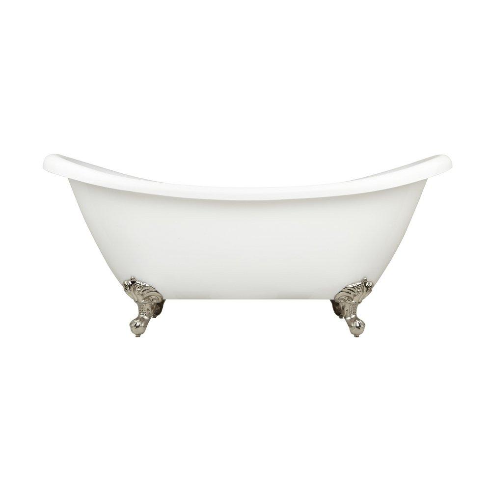 Signature Hardware Rosalind 63 x 28 in. Freestanding Bathtub with Offset Drain in White with Oil Rubbed Bronze Clawfoot