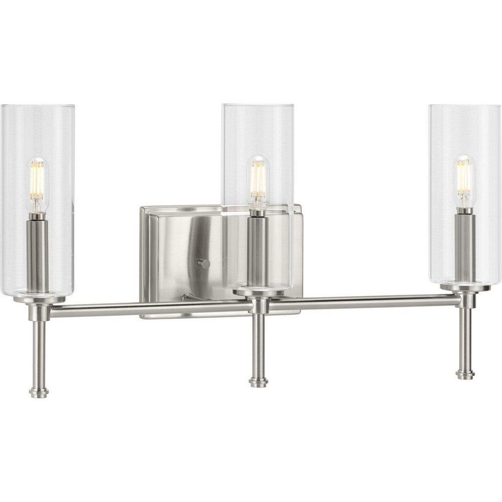 Progress Lighting Elara 60W 3-Light Candelabra E-12 Vanity Fixture in Brushed Nickel