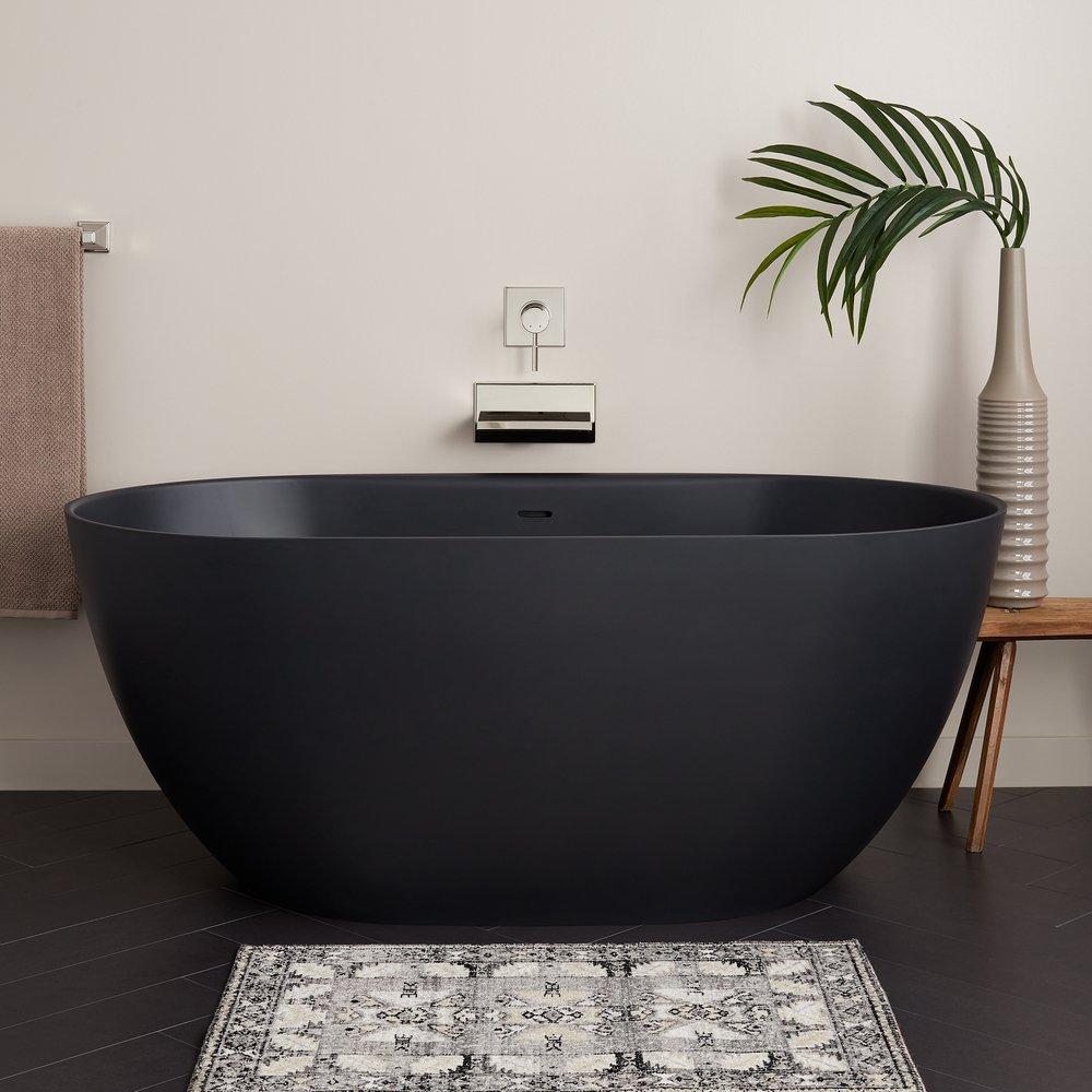 Signature Hardware Catino 66 x 32 in. Freestanding Bathtub with Center Drain in Matte Black