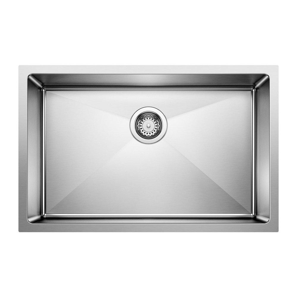 BLANCO Cuvee 28 x 18 in. No Hole Stainless Steel 1 Bowl Undermount Kitchen Sink in Polished Satin and Brushed Stainless Steel