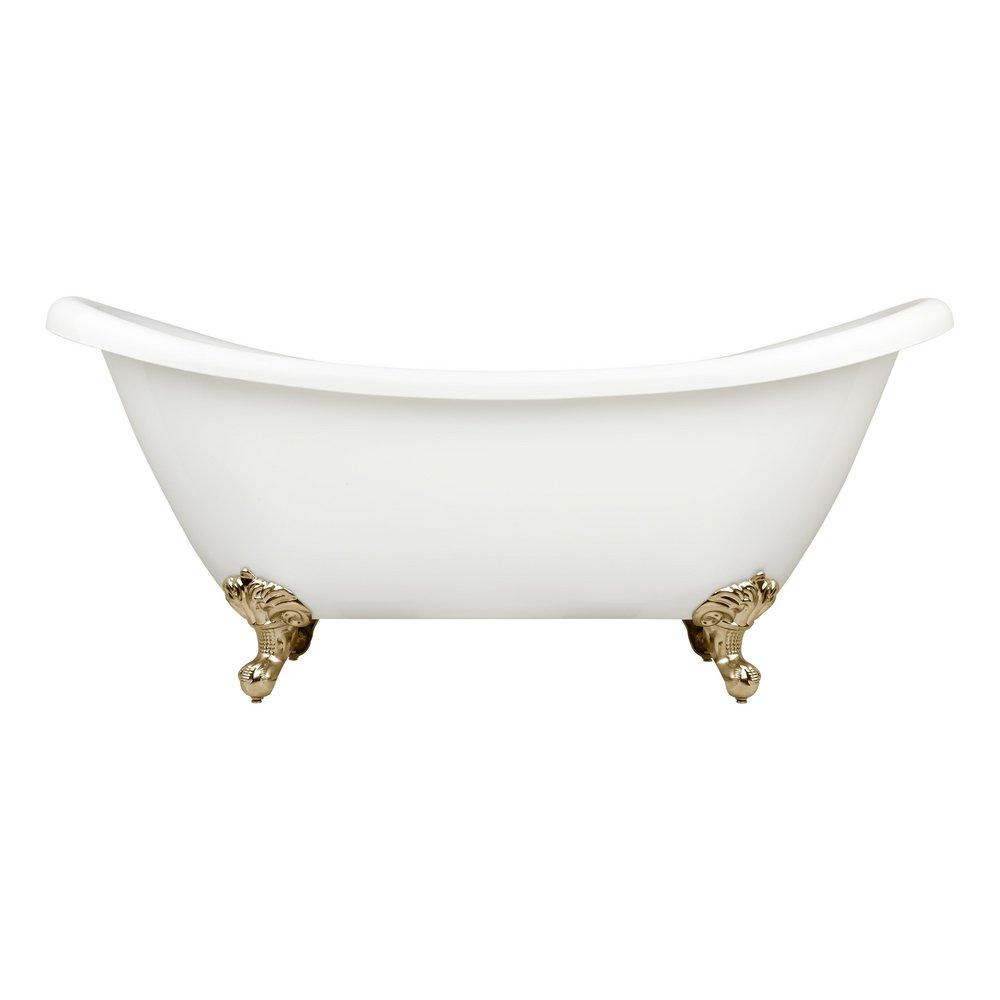 Signature Hardware Rosalind 63 x 28 in. Freestanding Clawfoot Bathtub with Center Drain in White - Less Drain Assembly