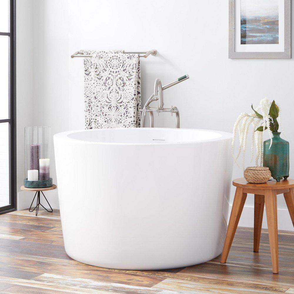Signature Hardware Siglo 41-1/8 x 41-1/8 in. Freestanding Bathtub with Center Drain in White