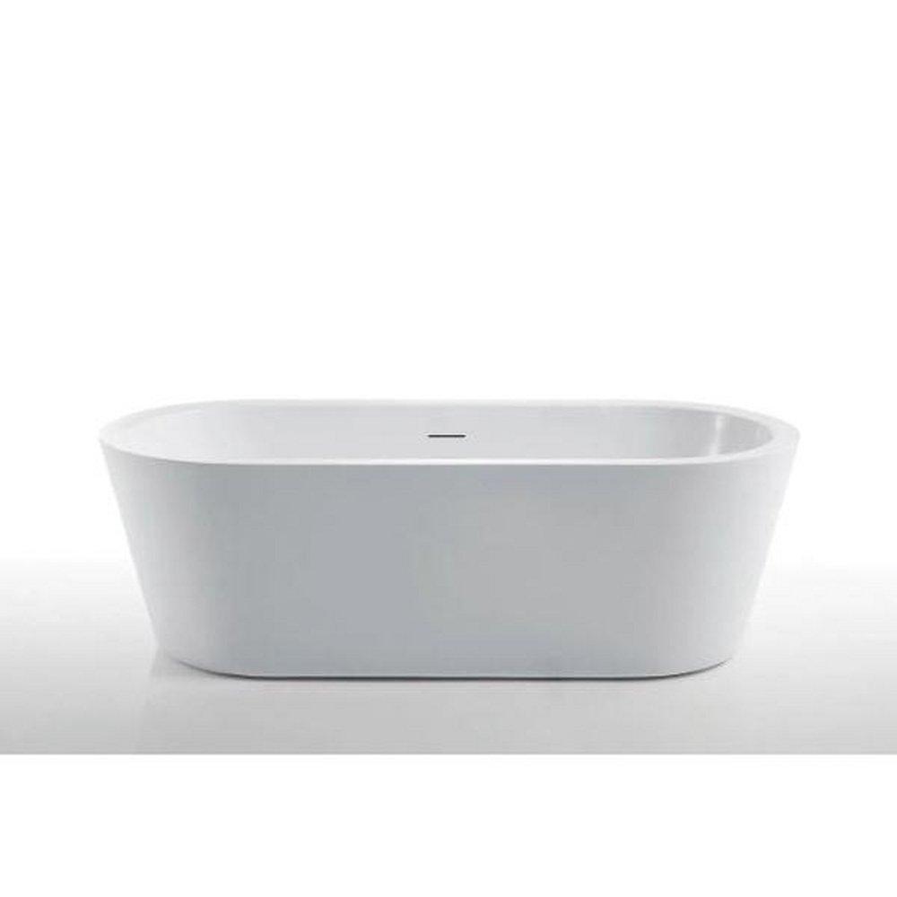 71 in. Oval Freestanding Bathtub with Center Drain in White
