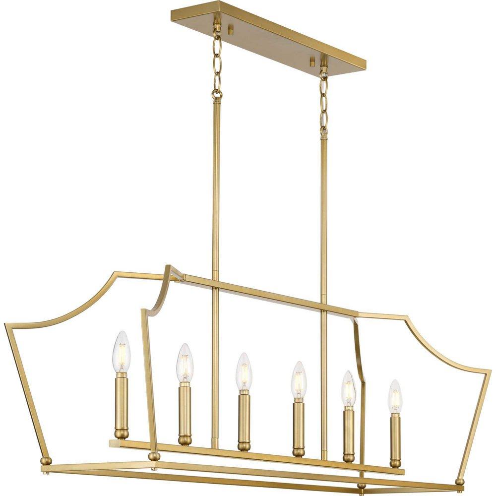 Progress Lighting Parkhurst 15-1/8 x 42 in. 60W 1-Tier 6-Light Incandescent Traditional Chandelier in Brushed Bronze