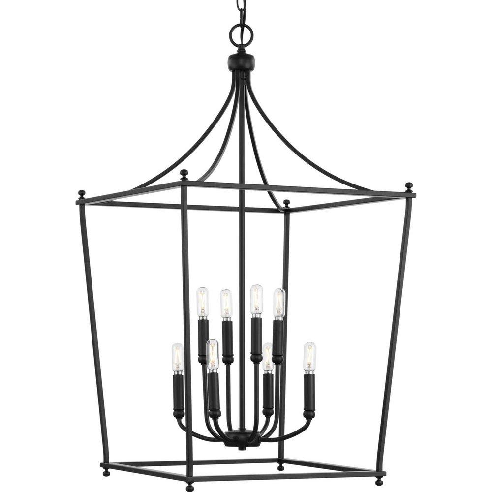 Progress Lighting Parkhurst 36 x 20 in. 60W 8-Light Incandescent Traditional Chandelier in Matte Black