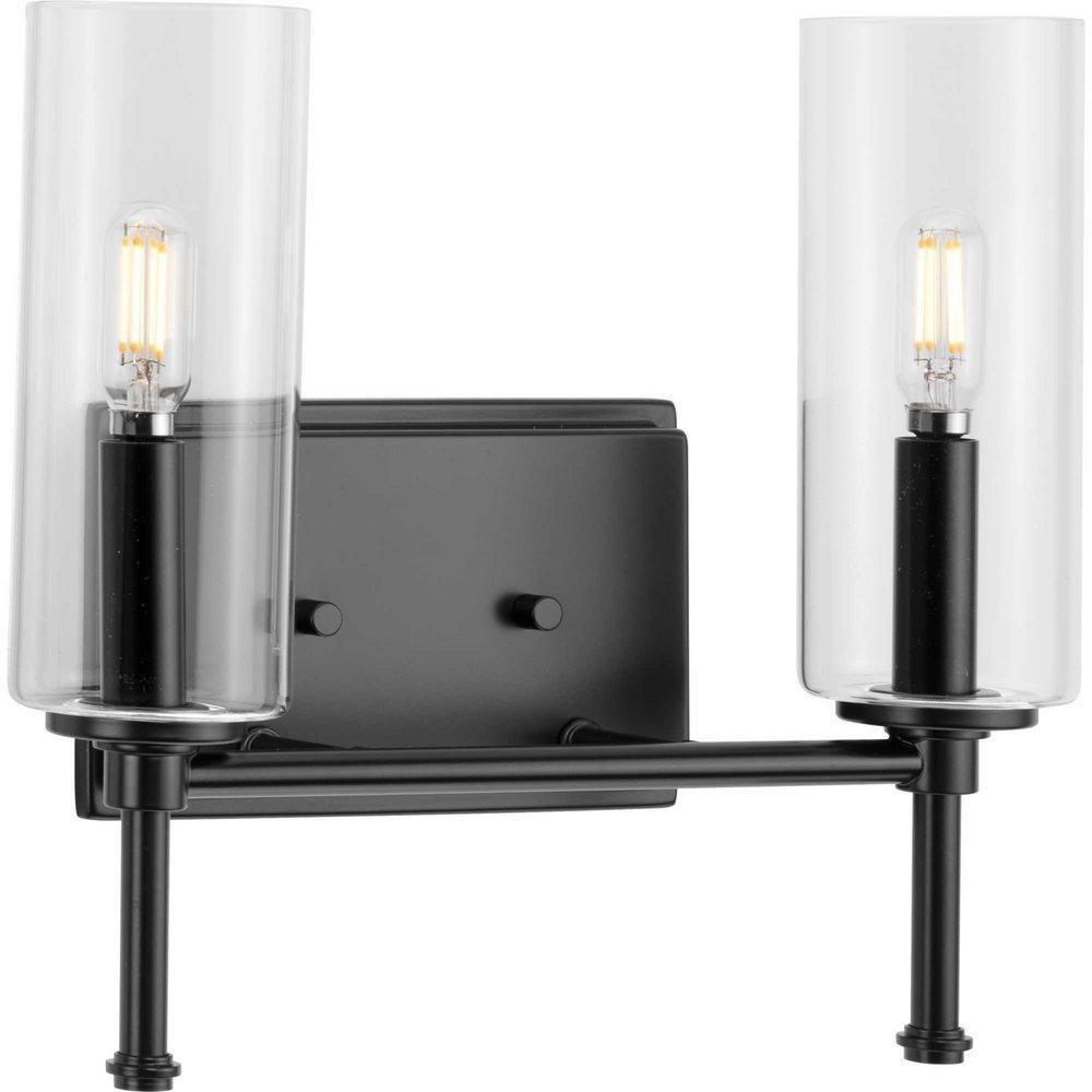 Progress Lighting Elara 60W 2-Light Candelabra E-12 Vanity Fixture in Matte Black