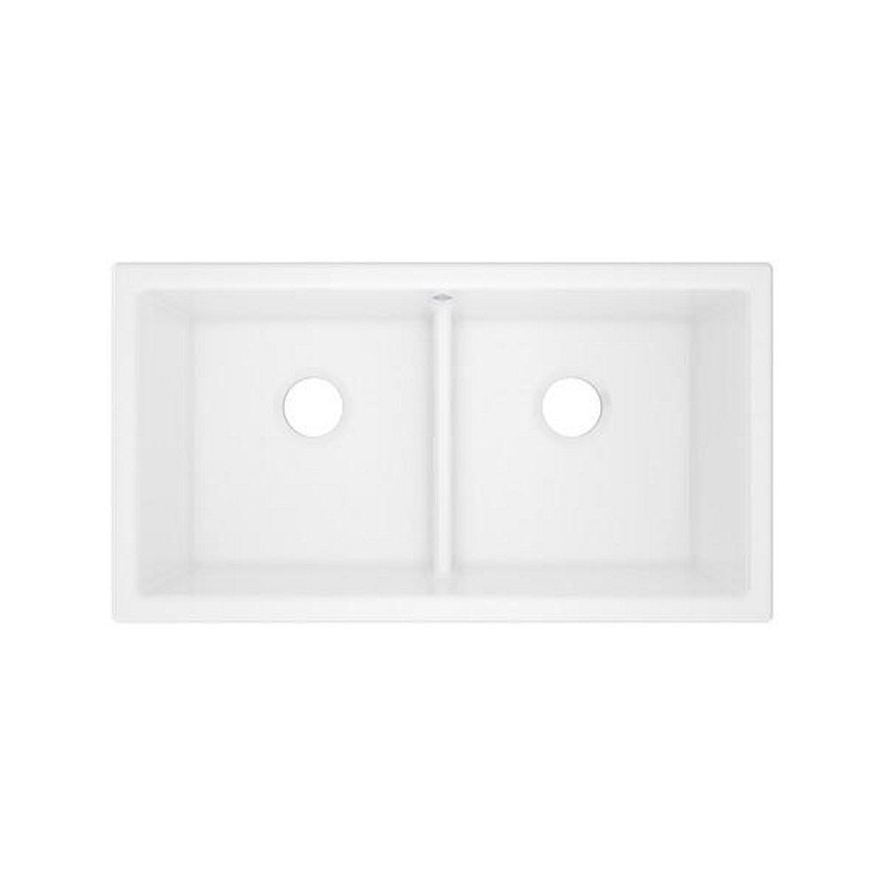 Shaws® Shaker 33 in. Undermount Fireclay Double Bowl Kitchen Sink in White