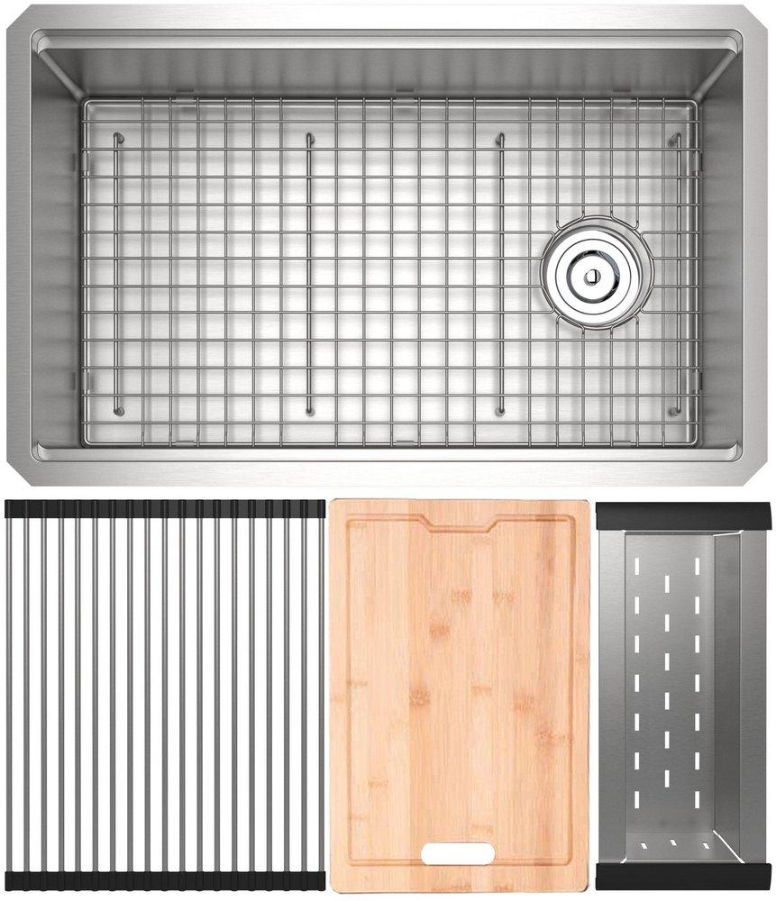 ROHL® Culinario 30 in. Undermount Stainless Steel Single Bowl Workstation Kitchen Sink in Brushed Stainless Steel