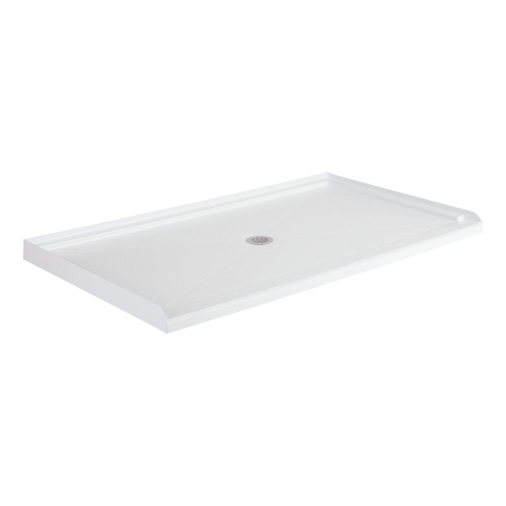 64 in. x 36 in. Shower Base with Center Drain in White - Drain Included