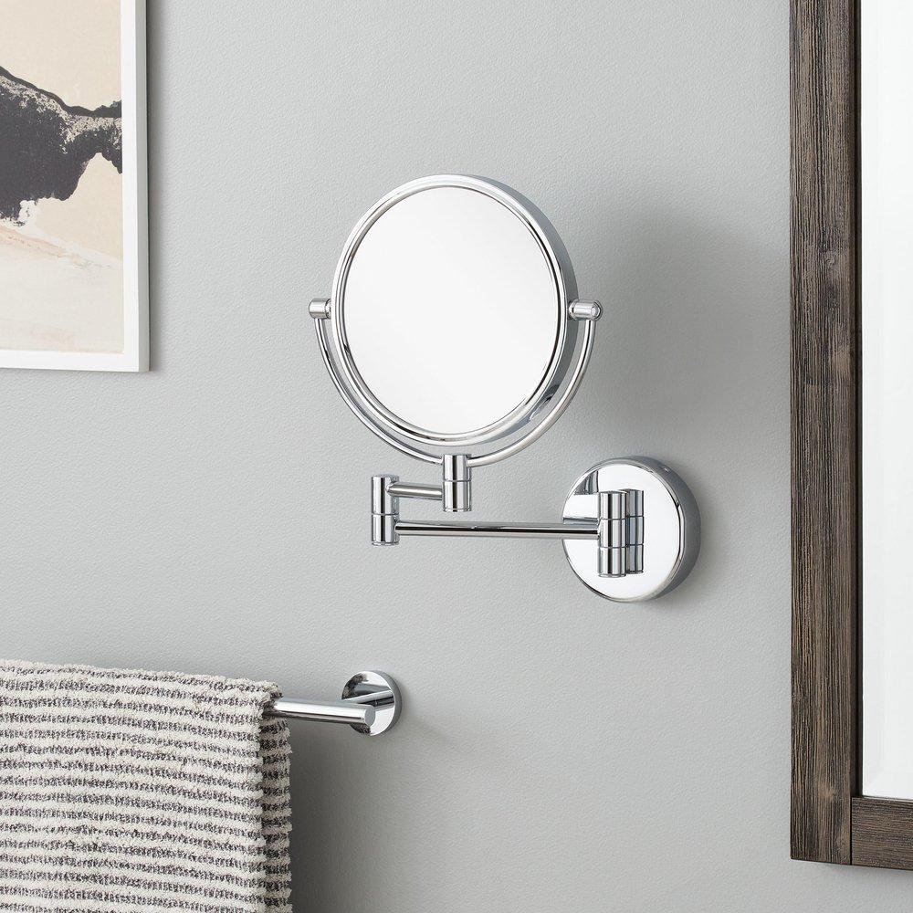 Signature Hardware Ramana Double-Sided Wall Mount Lighted Makeup Mirror in Chrome