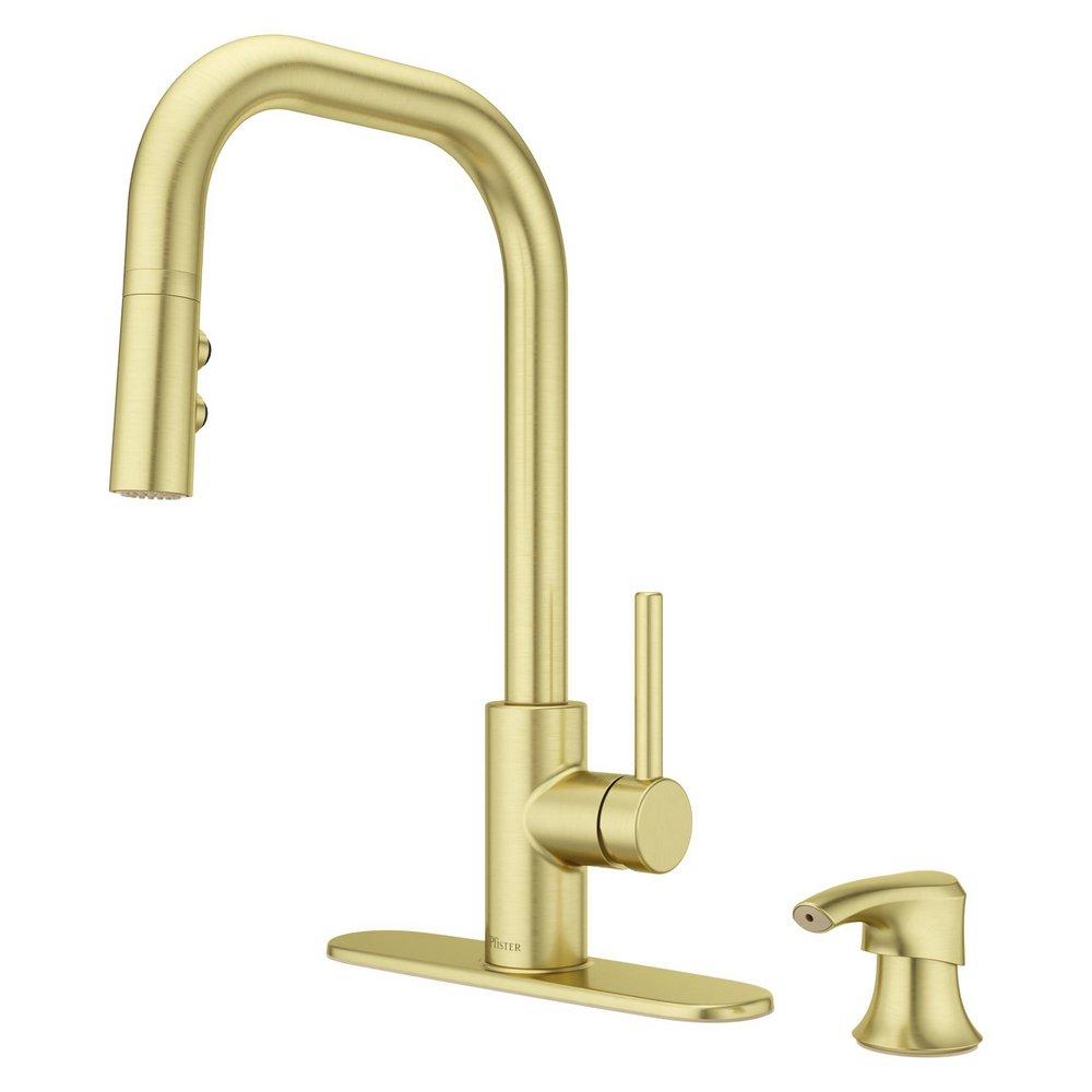 Pfister Zanna™ Single Handle Pull Down Kitchen Faucet in Brushed Gold