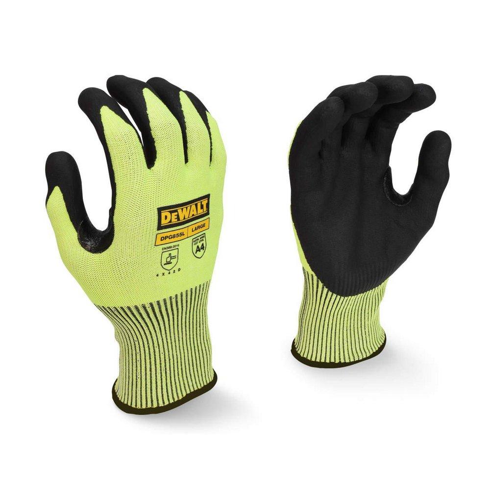 Size S 13 ga Knit and Dipped Foam Nitrile Fiberglass and Plastic Gloves in Hi-Viz Green with Black