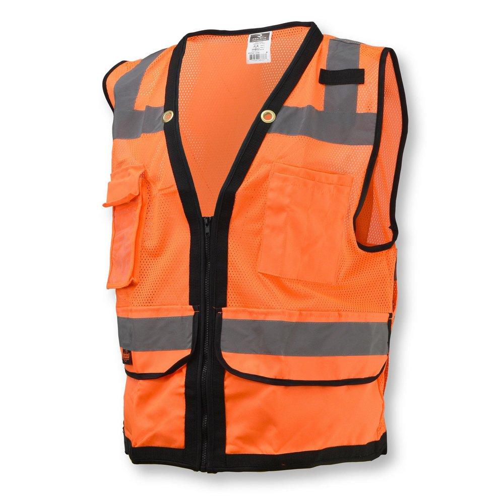 Class 2 Hi-Vis Orange Surveyor Vest, Zipper Front, 5XL
