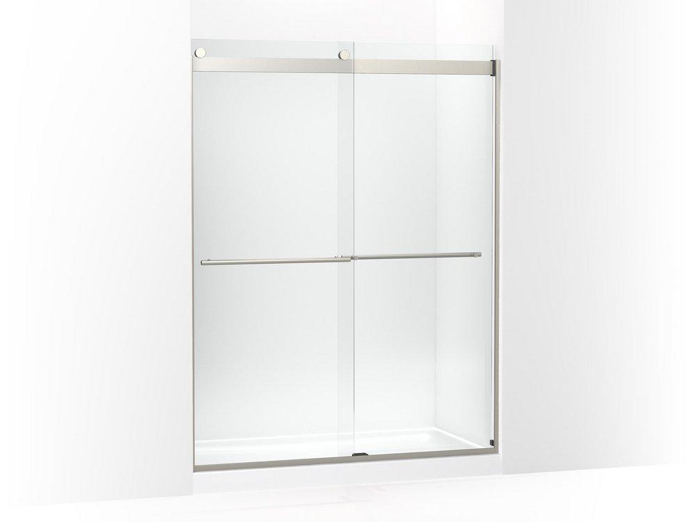 KOHLER Levity® 77-9/16 x 59-5/8 in. Frameless Sliding Shower Door in Anodized Brushed Nickel