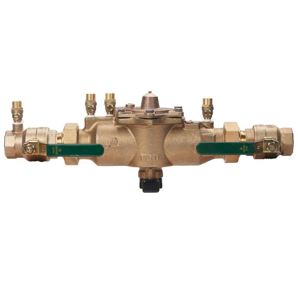 Watts Series LFU009 1- 1/2 in. Copper Silicon Alloy Union Reduced Pressure Zone Assembly with Quarter Turn Shutoff Valves and Flood Sensor