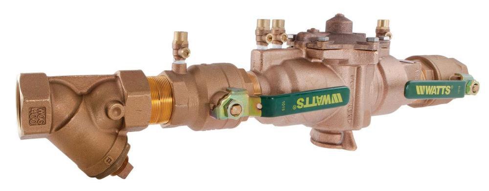 Watts Series LF009 2 in. Cast Copper Silicon Alloy FPT Reduced Pressure Zone Assembly with Quarter Turn Shutoff Valves, Strainer and Flood Sensor