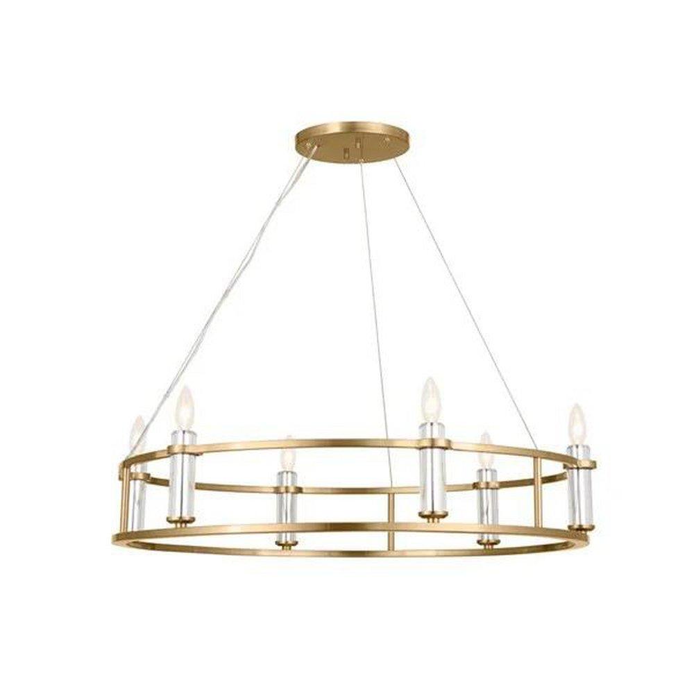 Kichler Lighting Rosalind 33-1/4 x 130 in. 60W 6-Light 1-Tier Incandescent Chandelier in Brushed Natural Brass