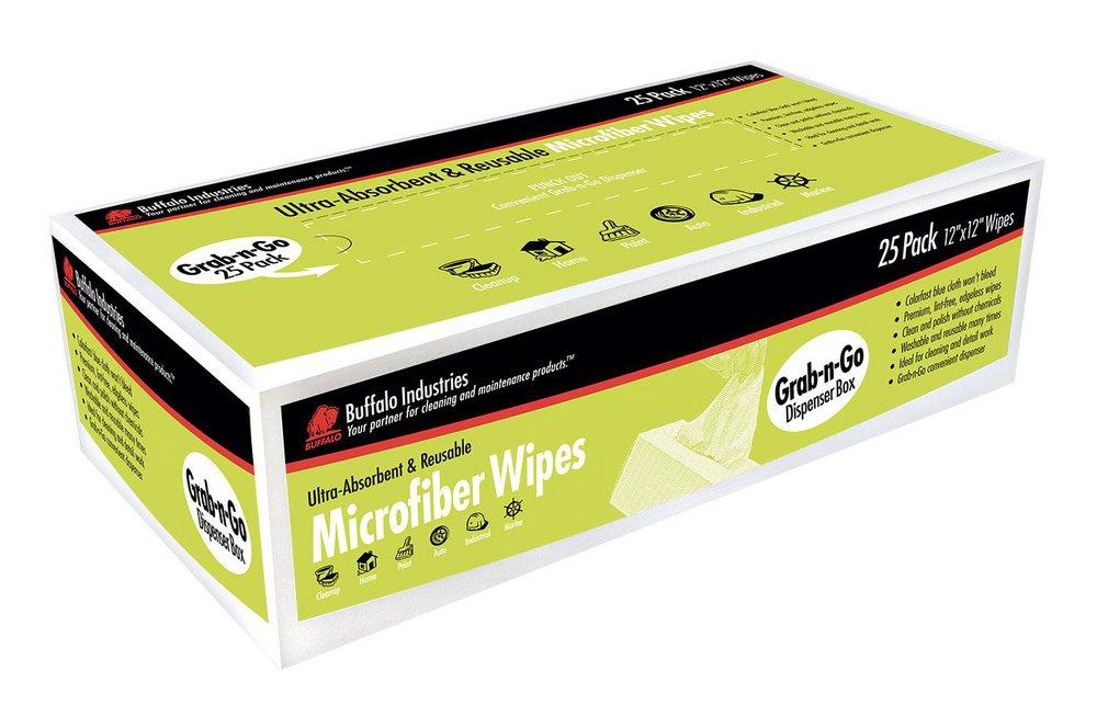 12 x 12 in. Microfiber Cleaning Cloth in Blue (Pack of 25 in Dispenser Box)