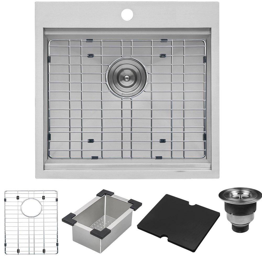 Ruvati Merino 21 in. Drop-in Stainless Steel Single Bowl Workstation Outdoor Kitchen Sink