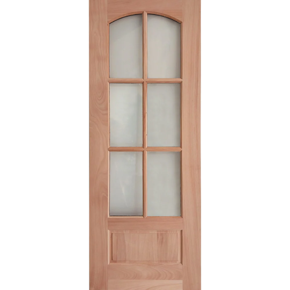 36x96 in. Exterior Mahogany Door Slab | Arched 6 Lite