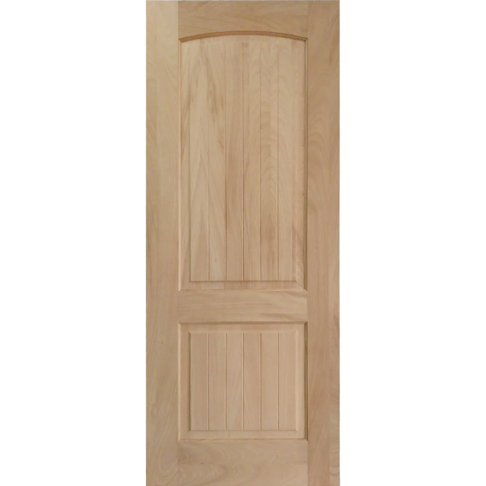 36x96 in. Exterior Mahogany Door Slab | Arched 2 Panel with Grooves